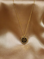 ✨ Signature Emblem Black Medallion Necklace – Aurã de Luxé