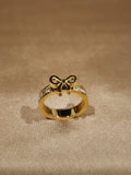 ✨ Bow Detail Gold-Tone Stainless Steel Ring – Aura de Luxe