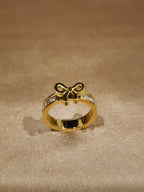 ✨ Bow Detail Gold-Tone Stainless Steel Ring – Aura de Luxe