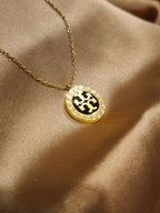 ✨ Signature Emblem Black Medallion Necklace – Aurã de Luxé