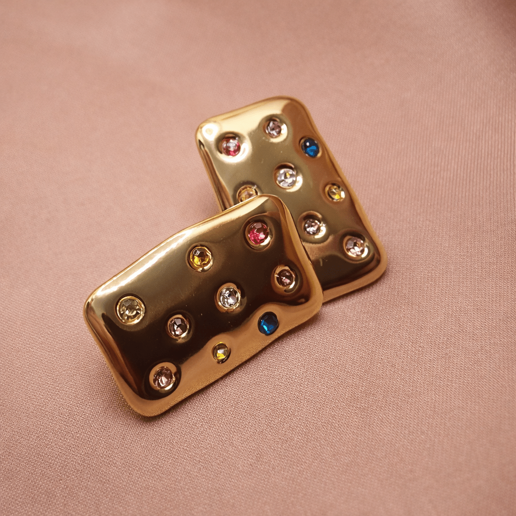 ✨ Éclat Multicolored Stone Mosaic Stud Earrings – Aurã de Luxé - Aurã de Luxê