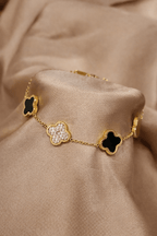 ✨ Black & Crystal Clover Gold - Tone Bracelet – Aurã de Luxé - Aurã de Luxê
