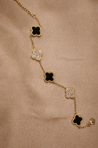 ✨ Black & Crystal Clover Gold - Tone Bracelet – Aurã de Luxé - Aurã de Luxê