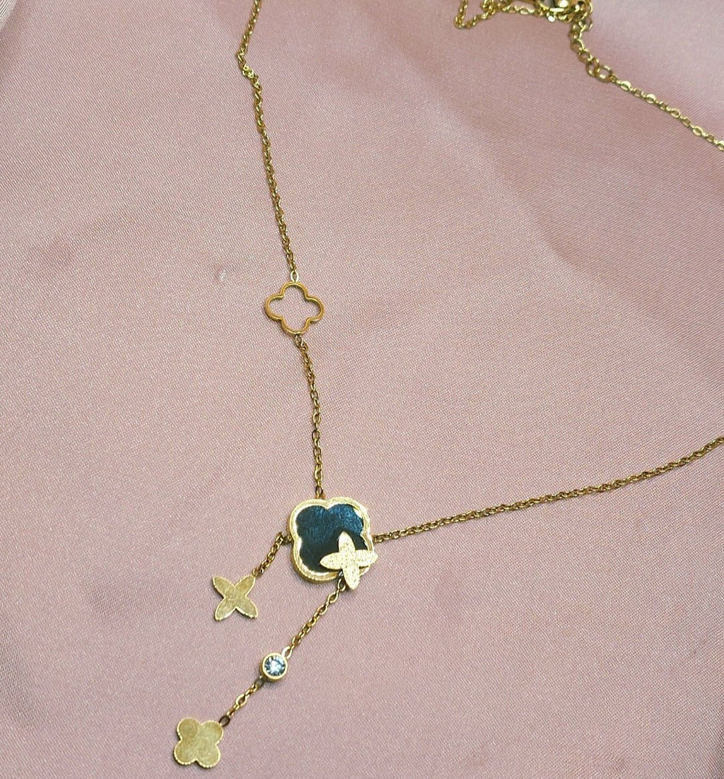 ✨ Midnight Clover Drop Necklace - Aurã de Luxê